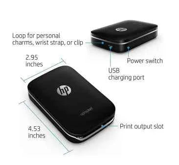 HP Sprocket Z3Z92A Portable Photo Printer Black Secondary image