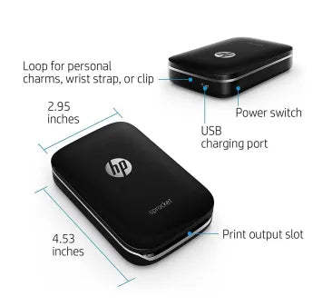 HP Sprocket Z3Z92A Portable Photo Printer Black