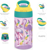 Zak Designs 16oz Riverside Desert Life Kids Water Bottle with Straw and Built in Carrying Loop Made of Durable Plastic, Leak-Proof Design for Travel, 2PK Set