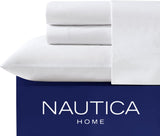 Nautica - Twin XL Sheet Set, Cotton Percale Bedding Set, Crisp & Cool, Dorm Room Essentials (Solid White, Twin XL)