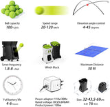 PT-Smart PRO Tennis Ball Machine with Internal Rotating Serve, App Compatible for Apple Watch, 120KM/H Speed, 100+ Ball Capacity, Professional Training Equipment for Practice