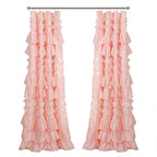Lush Decor Kemmy Curtain | Ruffled, Textured Shabby Chic Style Window Panel for Living, Dining Room, Bedroom (Single), 84” x 52”, Peachy Pink