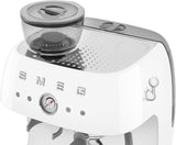 Smeg EGF03WHUK Espresso Coffee Machine with Grinder, White