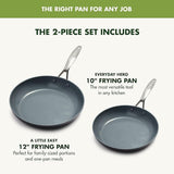 GreenPan Valencia Pro Hard Anodized Healthy Ceramic Nonstick 10" and 12" Frying Pan Skillet Set, PFAS-Free, Induction, Dishwasher Safe, Oven Safe, Gray
