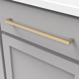 Hickory Hardware 1 Pack Solid Core Kitchen Cabinet Pulls, Luxury Cabinet Handles, Hardware for Doors & Dresser Drawers, 12 Inch Hole Center, Brushed Golden Brass, Skylight Collection