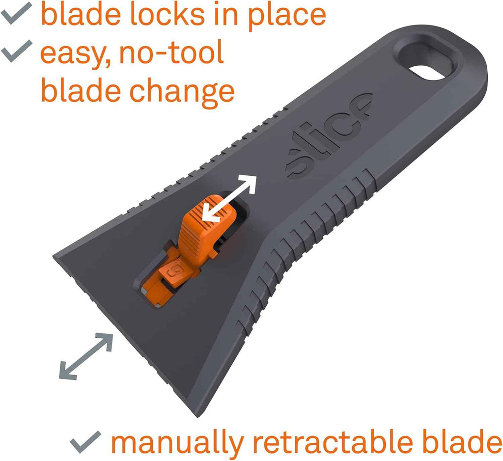 10591 Manual Utility Scraper Locking Ceramic Blade Rust Finger Friendly SoftTouch Comfort Grips