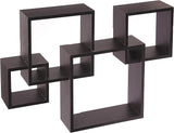 Greenco 4 Cube Intersecting Wall Mounted Floating Shelves Espresso Finish