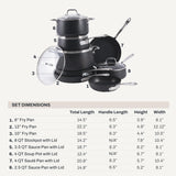 All-Clad HA1 Hard Anodized Nonstick Cookware Set 13 Piece Induction Oven Broiler Safe 500F Lid Safe 350F Pots And Pans Black