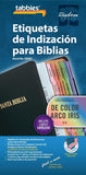 Tabbies 20 Pack with Display Rainbow Spanish Catholic Bible Indexing Tabs, Old & New Testaments + Catholic Books, 90 Multi-Colored Tabs