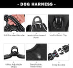 PHOEPET No Pull Dog Harnesses For Small Dogs Reflective Adjustable Front Clip Vest With Handle 2 Metal Rings 3 Buckles S Black