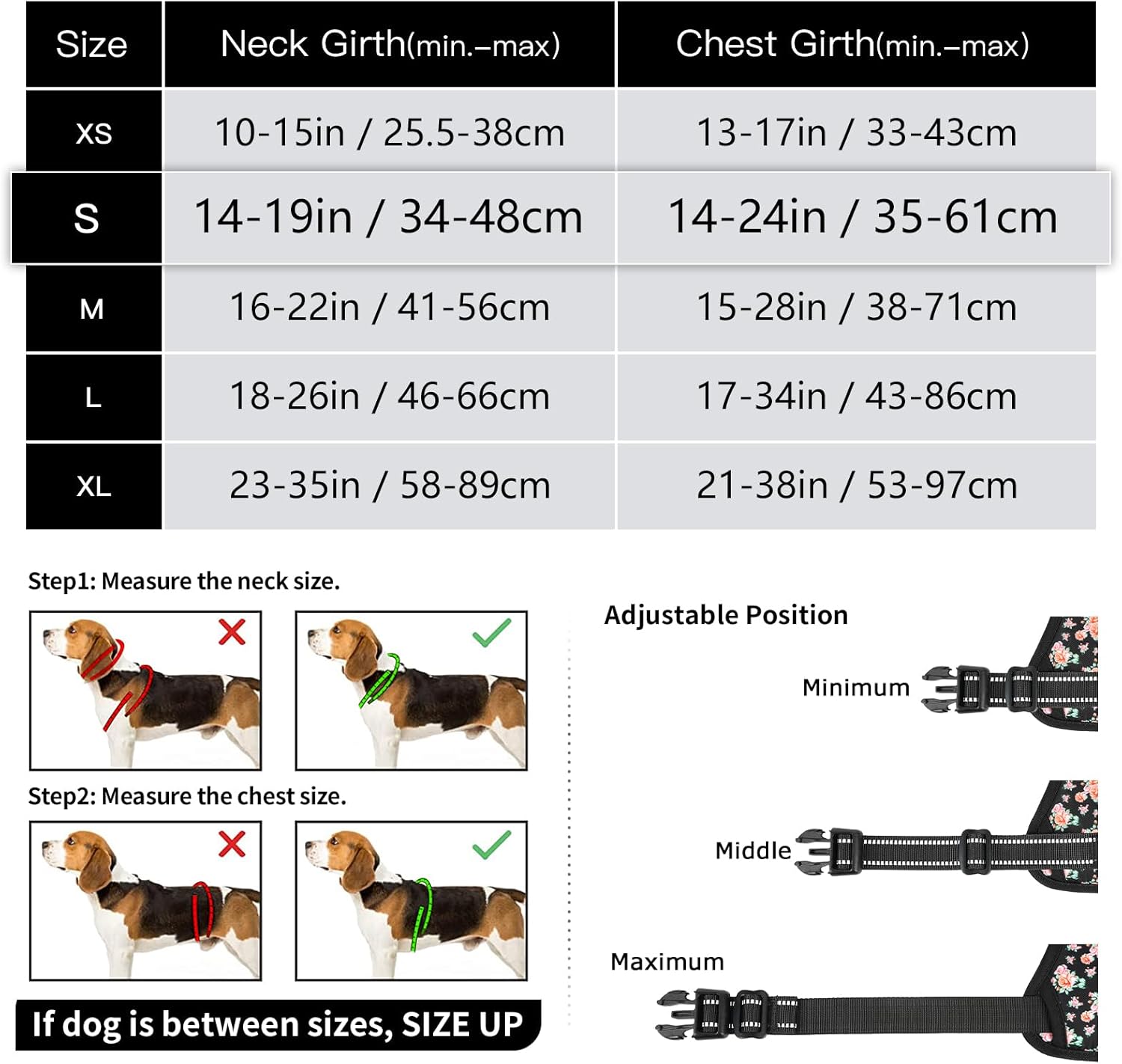 Timos Dog Harness 3 Snap Buckles NoPull Soft Padded Dog Vest With 2 Metal Leash Clips Small Dogs Black Rose S Secondary image