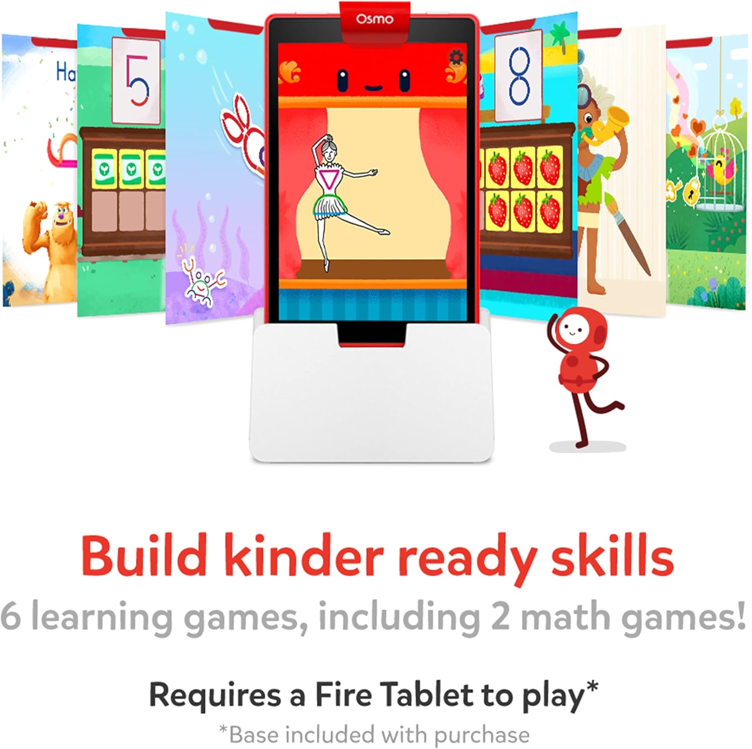 Osmo - Little Genius Starter Kit for Fire Tablet + Early Math Adventure - Valentine Toy/Gift - 6 Educational Games-Counting, Shapes & Phonics-STEM Gifts-Ages 3 4 5(Osmo Fire Tablet Base Included) Main image