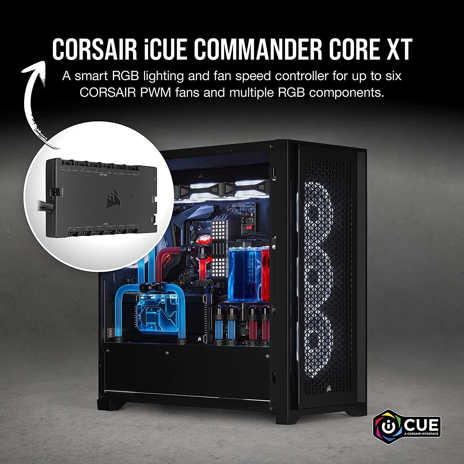 CORSAIR iCUE COMMANDER CORE XT Digital Fan Speed And RGB Lighting Controller Black