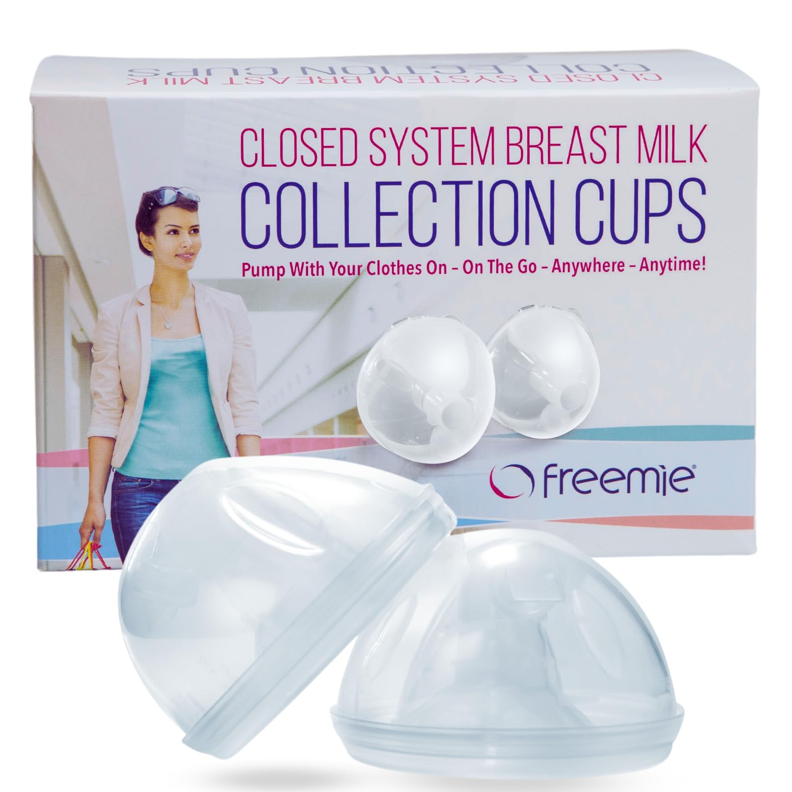 Freemie Hands-Free and Discreet Breast Milk Collection Cup Set | Pump with Your Clothes On Anywhere, Anytime | Sizes 25mm and 28mm Flanges Included | Each Cup Holds Up to 8oz | Pump Not Included Secondary image