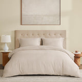 DAPU 100% Linen Duvet Cover Set - Pure Natural French Flax Linen with 8 Corner Ties and Zipper Closure Soft Breathable Durable for Hot Sleepers 1 Duvet Cover 2 Pillowcases (Natural Linen, Queen/Full)