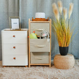 ecoHOUZE MS-2113 3 Tier Wooden Fabric Dresser, Wooden Top Surface, Easy Pull Handle, Foldable drawers for easy storage, Versatile, Durable, Sturdy, Minimal...