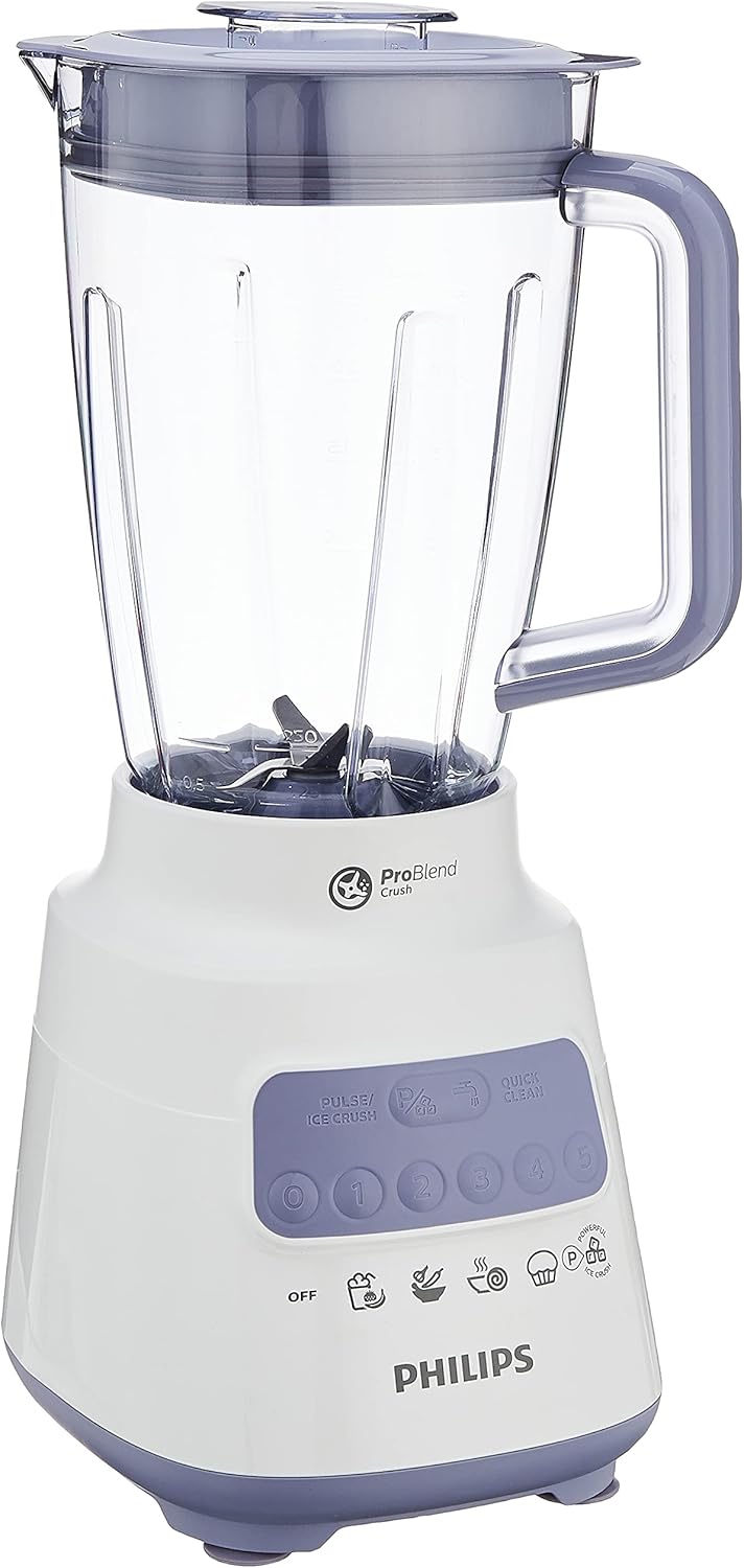Philips 5000 Series Blender HR2223/01 – ProBlend Crush Tech, 700W Power, 5 Speed Settings, Ice Crush Function, Easy Clean Button, Plastic Jar