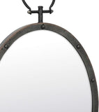 Stonebriar 24.6" x 14" Oval Bronze Metal Wall Mirror with Rivet Detail and Hanging Loop, Decorative Rustic Decor for the Living Room, Bedroom, Bathroom, and Entryway