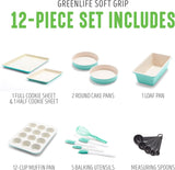GreenLife CC002429001 Bakeware Healthy Ceramic Nonstick Baking Set 12 Piece Turquoise