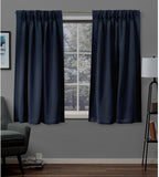 Exclusive Home Curtains Sateen Twill Woven Blackout Pinch Pleat Curtain Panel Pair, 63" Length, Peacoat Blue