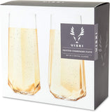 Viski 2215 Raye Faceted Crystal Champagne Glass (Set of 2)