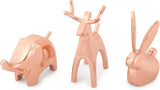 Umbra 1009158-880 Anigram Animal Ring Holder (3-Pack) - Copper Plated Bunny, Reindeer and Elephant Ring Holders, Copper