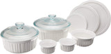 CorningWare French White 10 Piece Ceramic Bakeware Set | Microwave, Oven, Fridge, Freezer, and Dishwasher Safe | Resists Chipping and ing | Doesn't Absorb Food Odors and Stains-JE