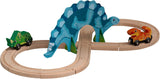 KidKraft Adventure Tracks™: Dino World Stego Loop 17-pc. Wooden Train Track and Vehicle Play Set, Gift for Ages 3+