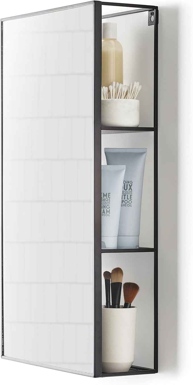 Umbra Cubiko Mirror and Storage Unit, Black, 1009654-040