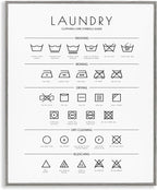 Stupell Industries Laundry Cleaning Symbols Minimal Design Gray Framed Giclee Art Design by Martina Pavlova, 24 x 30