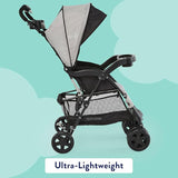 Kolcraft Cloud Plus Lightweight Stroller with 5-Point Safety System and Multi-Positon Reclining Seat, Slate