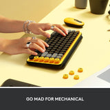 Logitech POP Keys Mechanical Wireless Keyboard with Customisable Emoji Keys, Durable Compact Design, Bluetooth or USB Connectivity, Multi-Device, OS Compatible - Blast Yellow