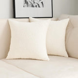 Jeneoo Ivory Decorative Square Thick Accent Throw Pillow Covers 20x20 Inch Pack Of 2
