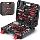 Eastvolt 218-Piece Household Tool Kit, Auto Repair Tool Set, Tool Kits for Homeowner, Plier, Screwdriver Set, Socket Kit and Toolbox Storage Case,Black + Red, JE