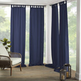 Elrene Home Fashions Matine Weatherproof Tab-Top Indoor/Outdoor Solid Color Curtain Panel for Porch, Pergola, Patio, Deck, 52”W x 84”L, Blue