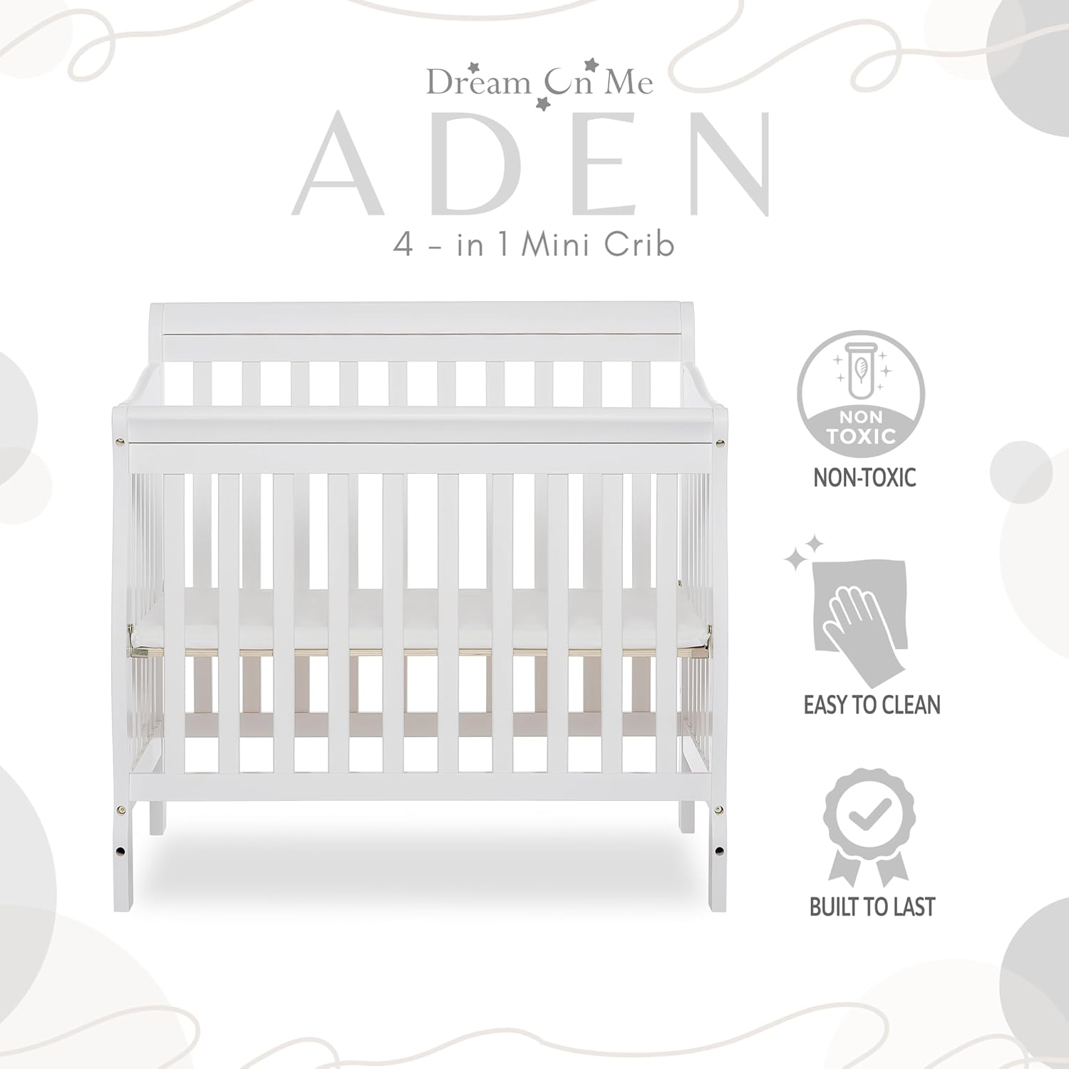 Dream On Me 4in1 Aden Convertible Mini Crib