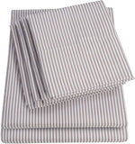Cal King Size Bed Sheets - 6 Piece 1500 Supreme Deluxe Collection Deep Pocket Ultra Soft California King Sheet Set Bedding - 2 Extra Pillow Cases, California King, Classic Stripe Gray
