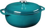 Lodge 6 Quart Enameled Cast Iron Dutch Oven. Deep Teal Enamel Dutch Oven (Lagoon Blue)