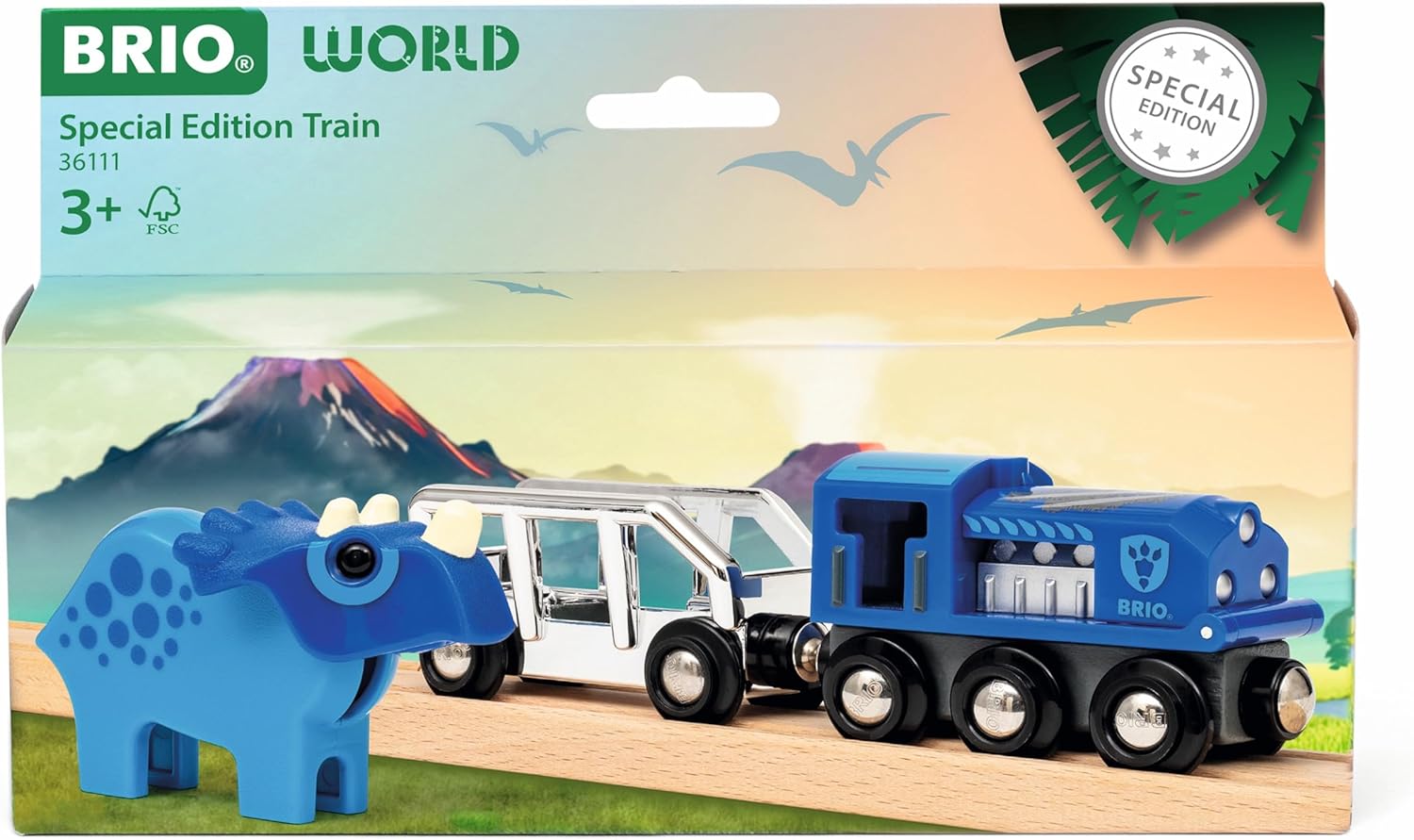 BRIO World Special Edition Train Set with Blue Engine and Dinosaur Figure