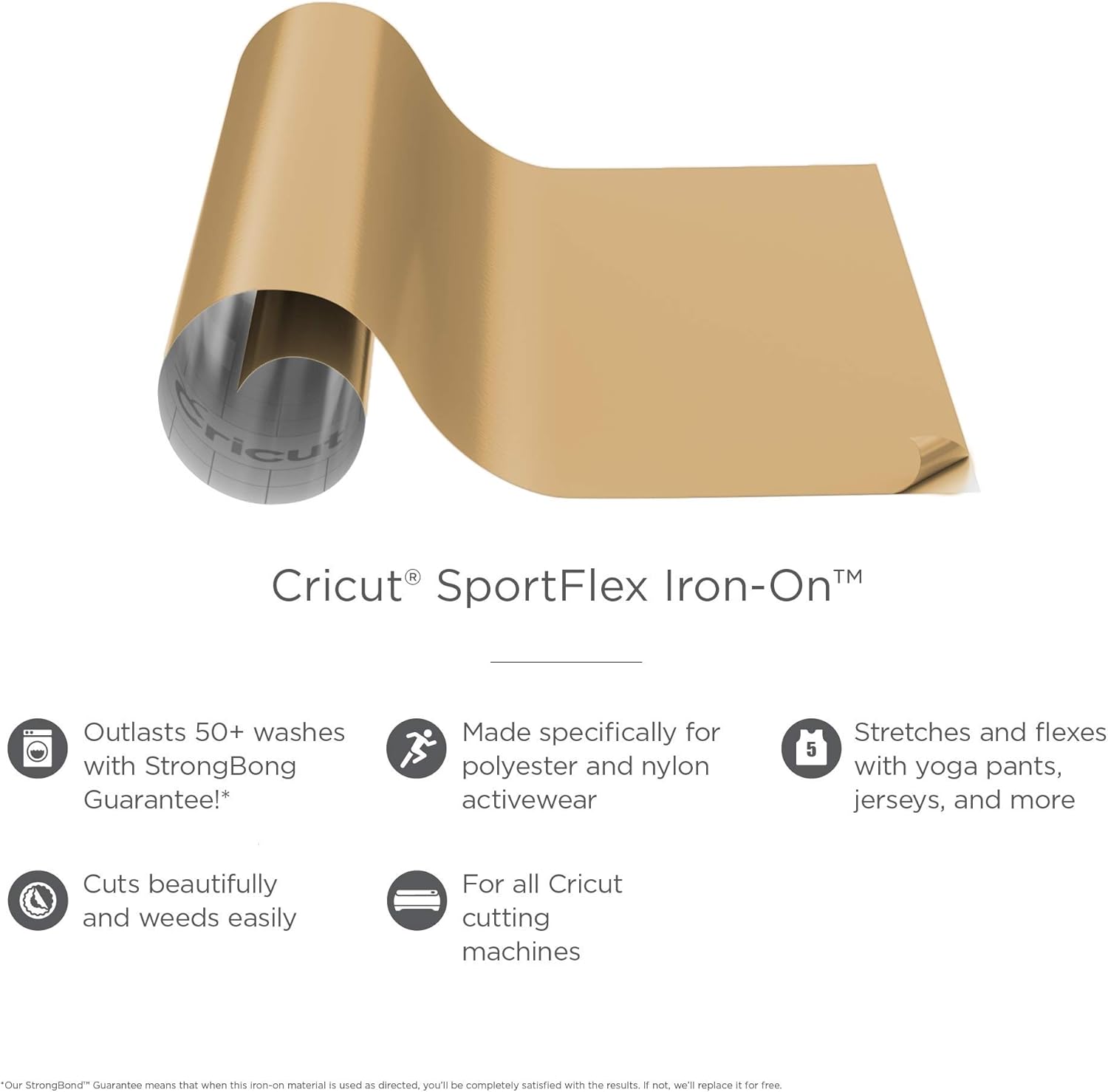 Cricut SportFlex Iron On Vinyl 11.8in X 24in HTV Roll Gold Secondary image