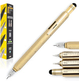 Monteverde USA 9-in-1 Tool Fountain Pen in Brass – Fine Nib, Hand-Machined Multifunctional Pen with Stylus, Screwdrivers, Level, and Ruler – Exclusive Collection, Ideal Gift for Engineers