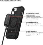 Rokform iPhone 15 Case Rugged Series Magnetic Cover With RokLock Twist Lock Drop Tested Armor Black