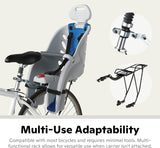 Schwinn Deluxe and Ovation Bike Child Carrier, Rear Mounted Bike Seat Compatible with Most Adult Bike, Seats One Child, Ages 1 Year and Up, Max. Weight 40 lbs., Baby Bike Seat