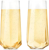 Viski 2215 Raye Faceted Crystal Champagne Glass (Set of 2)