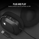 CORSAIR HS80 RGB USB Premium Gaming Headset with 7.1 Surround Sound, Carbon, Large Black