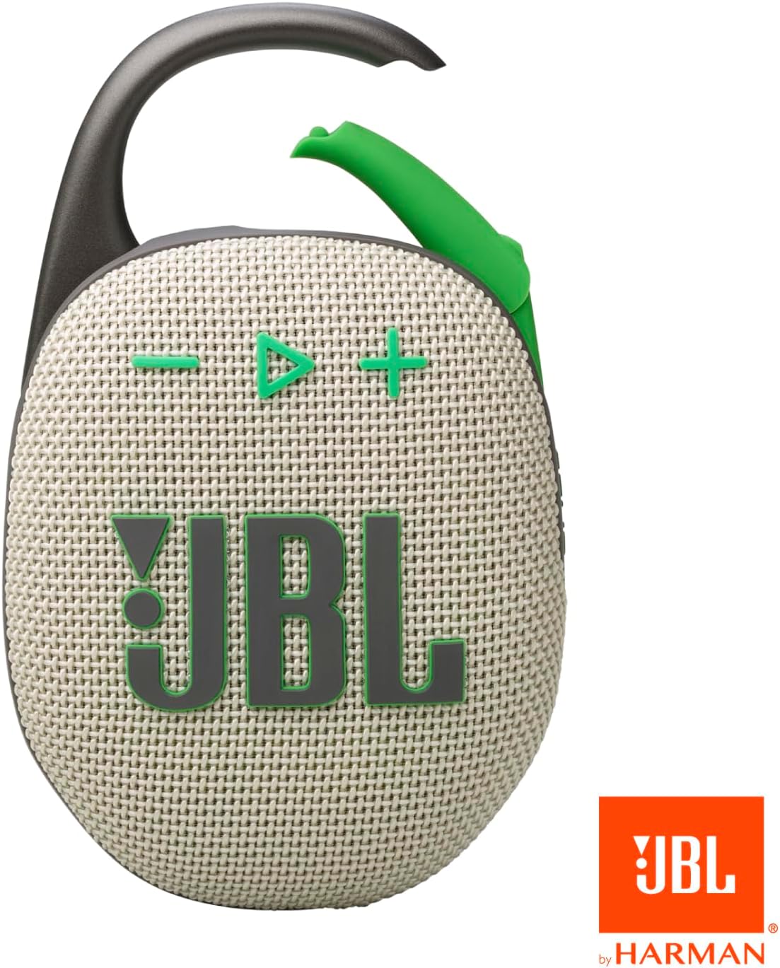JBL Clip 5 - Ultra-Portable, Waterproof & Dustproof Bluetooth Speaker, Big Pro Sound with Punchy bass, Integrated Carabiner, Up to 12 Hours of Play, Made in Part with Recycled Materials Sand