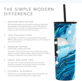 Simple Modern Insulated Tumbler with Lid and Straw | Iced Coffee Cup Reusable Stainless Steel Water Bottle Travel Mug | Gifts for Women Men Her Him | Classic Collection | 24oz | Ocean Geode