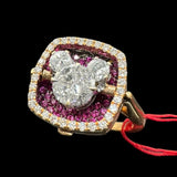 Diamond with Ruby Background 18k Rose Gold Lady's Ring