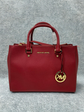Michael Kors Sutton Medium PVC Satchel Bag Dark Red