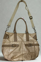 TODS Beige Coated Canvas Leather Trim Cargo Crossbody BAG